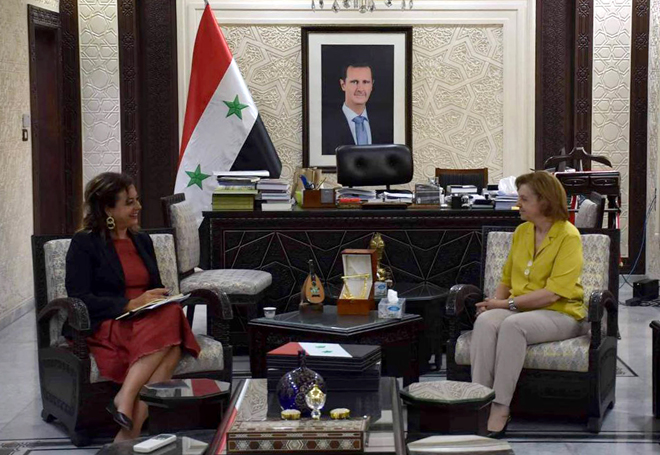 وزيرة الثقافة السورية تبحث مع وفد جمعية البندقية مجموعة من المشاريع الثقافية