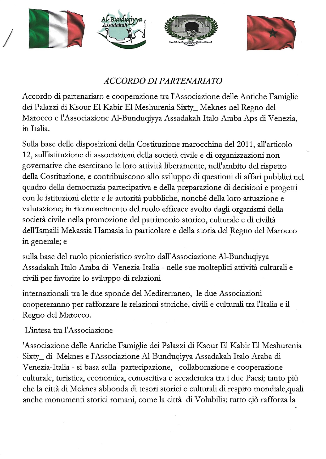 ACCORDO DI PARTENARIATO