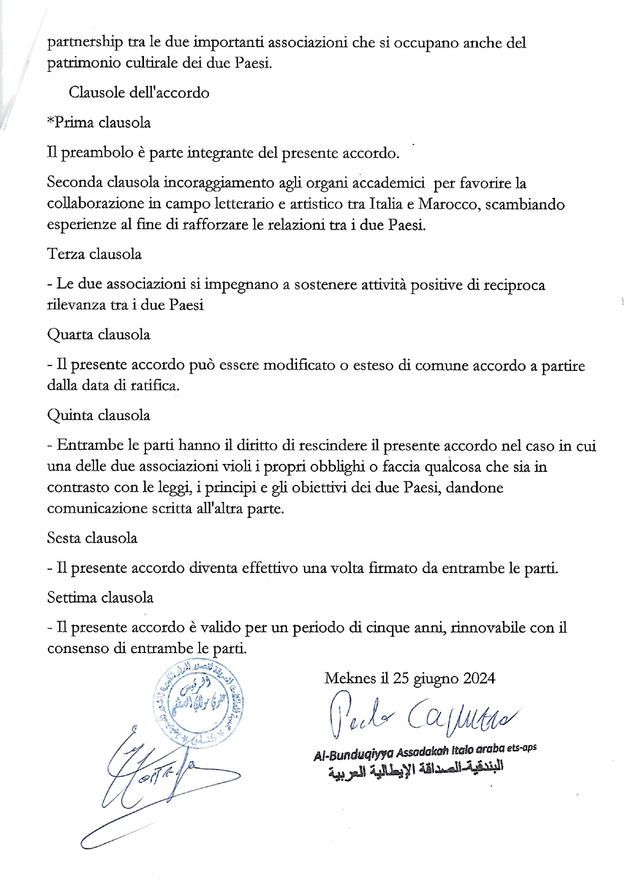 ACCORDO DI PARTENARIATO